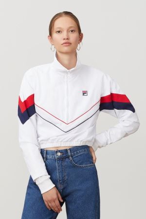 FILA Chiaki Wind Jackets White / Red,Womens Clothing | CA.GLZTYI176